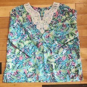 Alfred Dunner Blue Boxy Embellished Tunic. Size PXL.